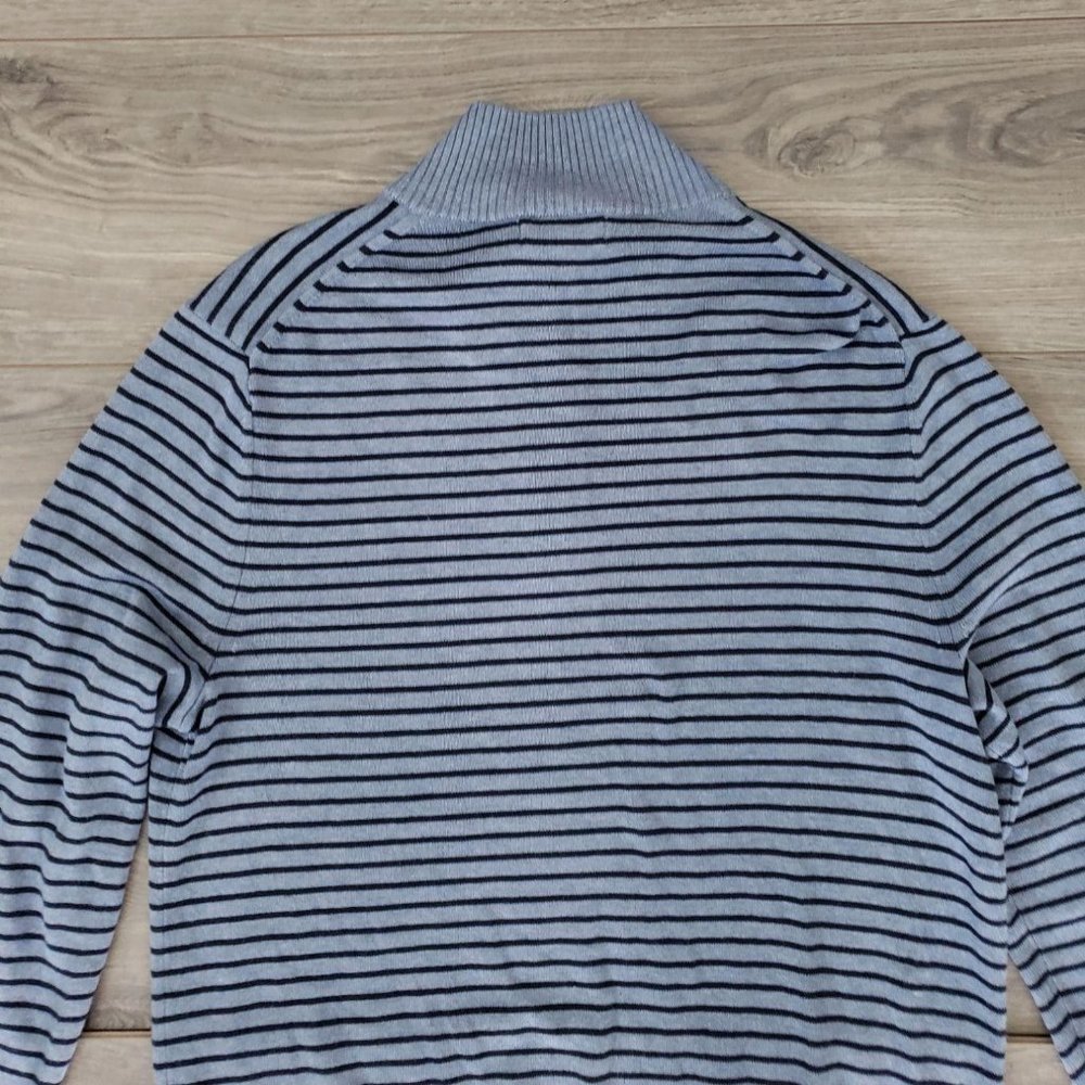 Nautica Mock Turtleneck Striped Knit Pullover Sweater Blue Size Medium - Picture 4 of 11